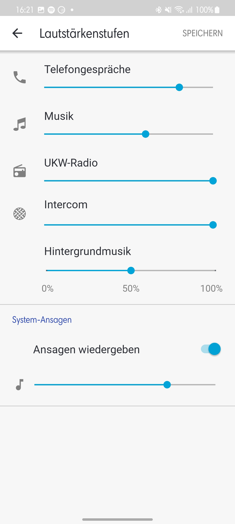 Cardo Connect Lautstärkeeinstellungen