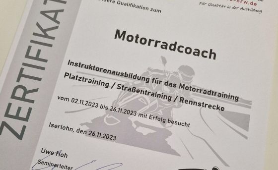 Motorrad Coach Zertifikat